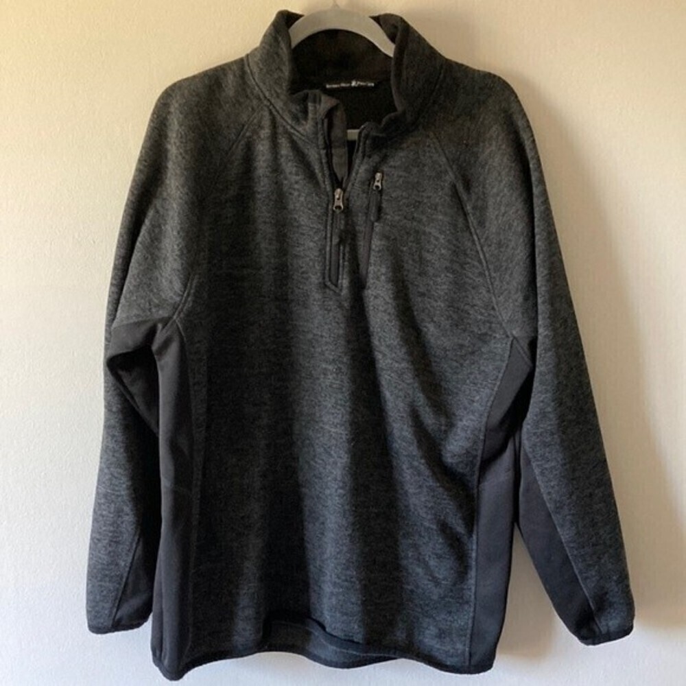 Beverly Hills Polo Club Fleece Quarter Zip Jacket Gray Black Men's Size Large